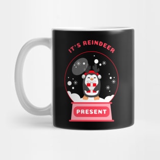 It Is Reindeer Present Penguin (Red) Mug